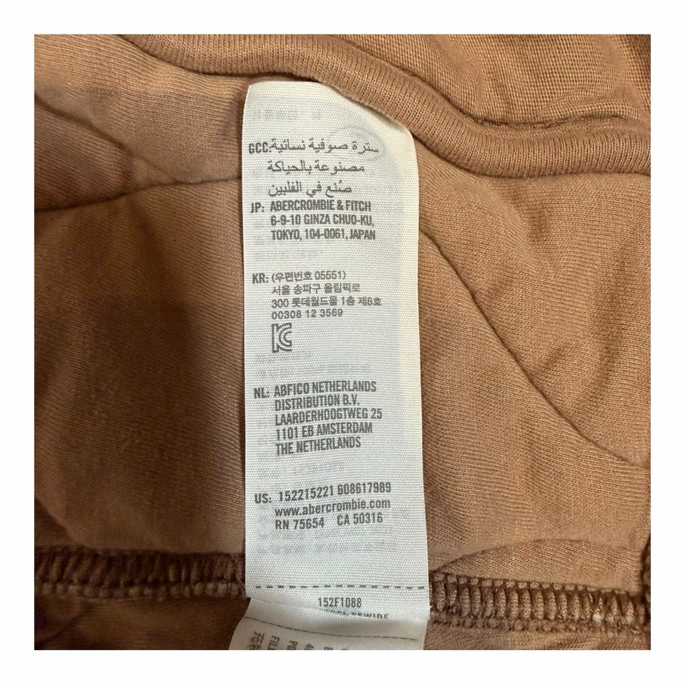 Abercrombie & Fitch Quilted Neutral Bomber Jacket Zip Front Soft Cozy Tan Sz XL - Picture 8 of 9